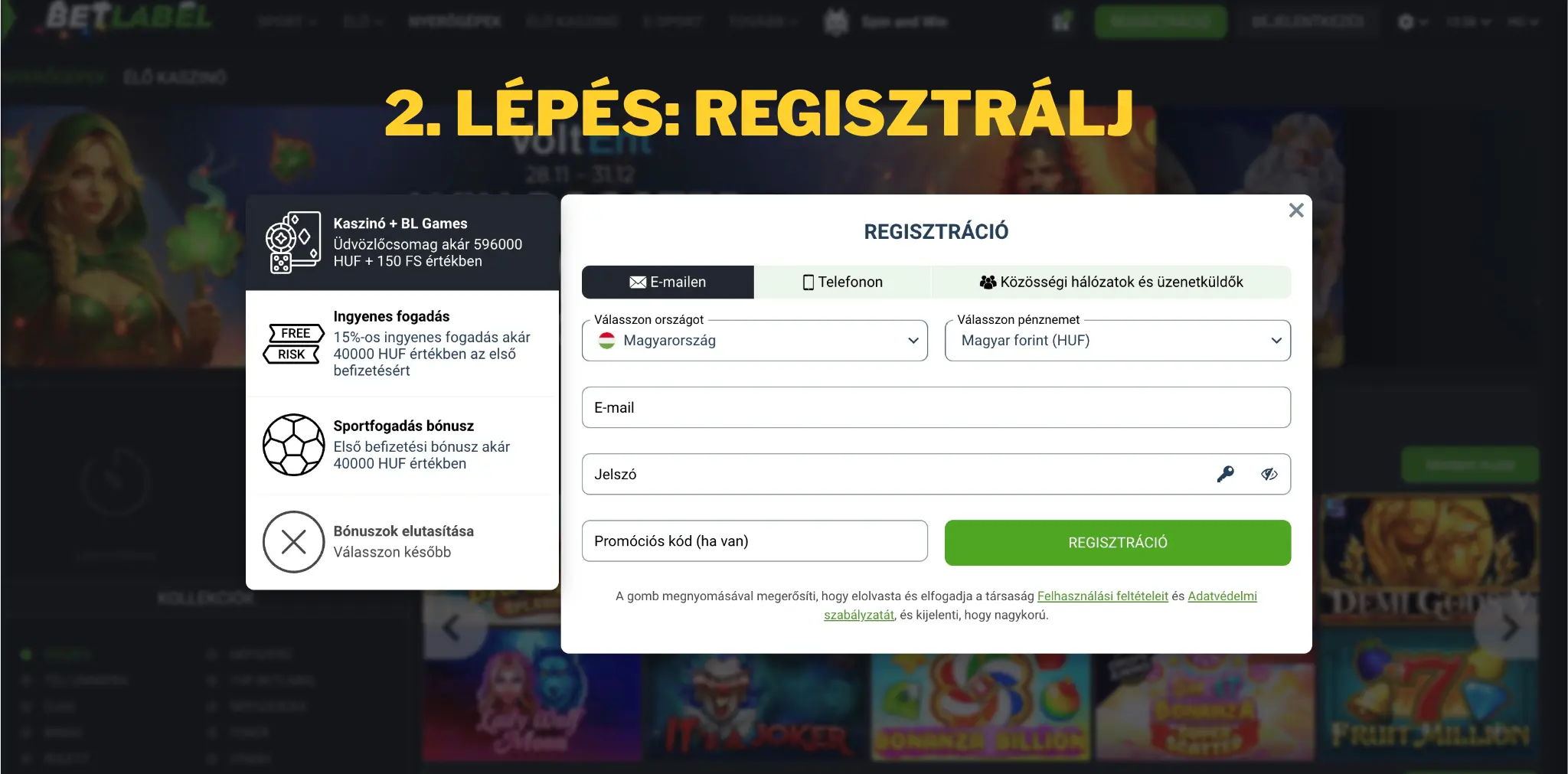 2. lépés: Regisztrálj 2. lépés: Regisztrálj